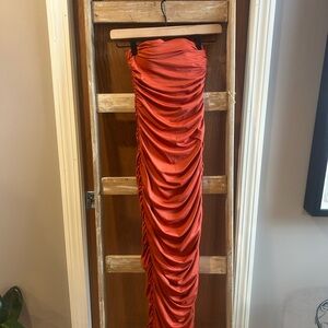 Oh Polly Ruched Orange Dress